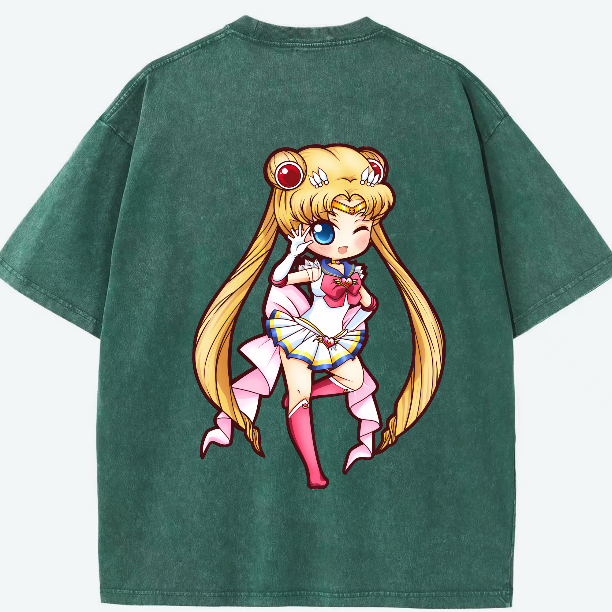 （画像用） 美少女戦士セーラームーン 月野 うさぎ つきの うさぎ Sailor Moon Tsukino Usagi 綿100% ヴィンテージ風 半袖Tシャツ（背面プリント）